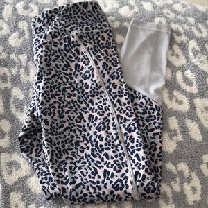 Pastel leopard print blue and blush leggings